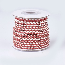 FireBrick Braided Leather Cords, Round, FireBrick, 3mm, about 10yards/roll