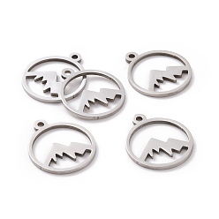 Stainless Steel Color 201 Stainless Steel Laser Cut Pendants, Mountain, Stainless Steel Color, 17x14.5x1mm, Hole: 1.5mm.
