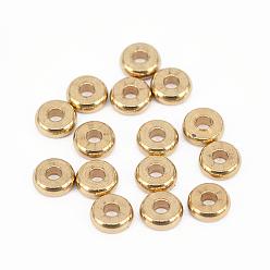 Brut (Non-plaqué) Laiton perles d'entretoise, plat rond, sans nickel, brut (non plaqué), 6x2mm, Trou: 2mm
