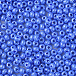 Bleu Bleuet 6/0 perles de rocaille en verre opaque tchèque, lustered, ronde, bleuet, 4x3mm, Trou: 1.2mm, environ 500 g /sachet 