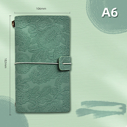 Dark Green A6 Retro Embossed Imitation Leather Journal Notebook, with 3 Style Paper Inside Page Pamphlet, Rectangle, Dark Green, 182x106mm, about 96 sheets/book