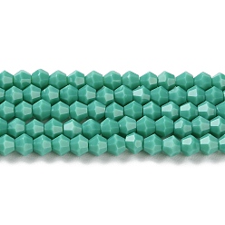 Light Sea Green Opaque Solid Color Imitation Jade Glass Beads Strands, Faceted, Bicone, Light Sea Green, 4x4mm, Hole: 0.8mm, about 87~98pcs/strand, 12.76~14.61 inch(32.4~37.1cm)