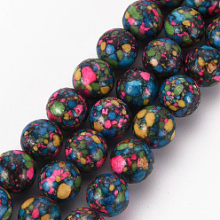 Coloré Jaspe normal brins de perles, turquoise d'imitation, ronde, teint, colorées, 8.5mm, Trou: 1mm, Environ 43~44 pcs/chapelet, 15.16 poucesdes~15.35 pouces (38.5cm~39cm)