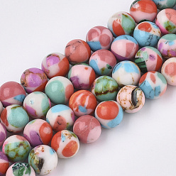Coloré Perles synthétiques pierres fines brins, teint, ronde, colorées, 8mm, Trou: 1mm, Environ 50 pcs/chapelet, 15.7 pouce