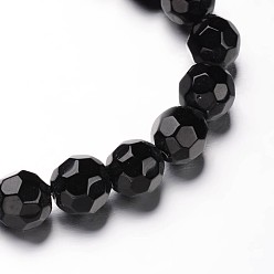 Black Faceted(32 Facets) Round Glass Bead Strands, Black, 6mm, Hole: 1mm, about 50pcs/strand, 10.6 inch