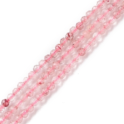 Strawberry Quartz Natural Strawberry Quartz Beads Strands, Faceted, Round, 2mm, Hole: 0.5mm, about 175pcs/strand, 14.9 inch(38cm)
