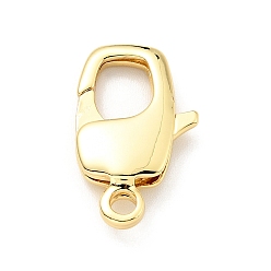 Real 18K Gold Plated Brass Lobster Claw Clasps, Cadmium Free & Lead Free, Oval, Real 18K Gold Plated, 20x12x4mm, Hole: 2mm