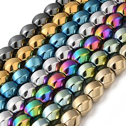Mixed Color Electroplated Non-Magnetic Synthetic Hematite Beads Strands, Twist Oval, Mixed Color, 12~12.5x11.5~12mm, Hole: 1mm, about 33pcs/strand, 16.14''(41cm)