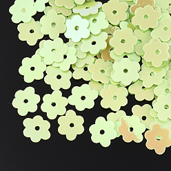 Бледно-Зеленый Аксессуары для орнаментов, пластиковые пайетки / блестки из пвх, цветок, бледно-зеленый, 6x7~7.5x0.4 мм, Отверстие : 1 мм , около 35000 шт / 500 г