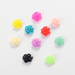 Mixed Color Resin Cabochons, Flower, Mixed Color, 7x3mm