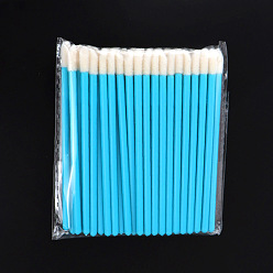 Deep Sky Blue Flocking Disposable Lip Brush, Makeup Brush Lipstick, Lip Gloss Wands for Makeup Applicator Tool, Deep Sky Blue, 9cm, 50Pcs/bag