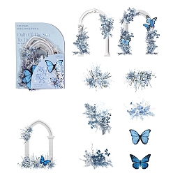 Azul Cielo 20 pegatinas decorativas impermeables para mascotas con arco de flores, calcomanías de mariposas autoadhesivas, para diy scrapbooking, luz azul cielo, 40~90 mm