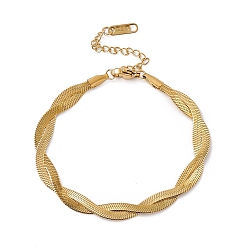 Doré  304 bracelet chaîne en corde torsadée en acier inoxydable pour hommes femmes, or, 6-3/4 pouce (17 cm)
