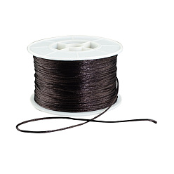 Brun De Noix De Coco Fil de nylon ronde, corde de satin de rattail, pour création de noeud chinois, brun coco, 1mm, 100 yards / rouleau