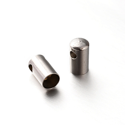 Stainless Steel Color 201 Stainless Steel Cord Ends, End Caps, Stainless Steel Color, 7x2mm, Hole: 1mm, Inner Diameter: 1.5mm