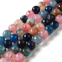 Colorful Dyed Natural Multi-Color Agate Beads Strands, Faceted Round, Colorful, 10mm, Hole: 1mm, about 38pcs/strand, 14.5 inch