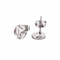 Stainless Steel Color 304 Stainless Steel Stud Earring Findings, with Earring Backs, Flat Round, Stainless Steel Color, 8mm, Hole: 1.5mm, Pin: 0.8mm