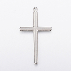 Stainless Steel Color 304 Stainless Steel Big Pendants, Cross, Stainless Steel Color, 51x28x3.5mm, Hole: 2mm