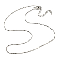 Platinum Long-Lasting Plated Brass Round Snake Chain Necklaces for Women, Cadmium Free & Lead Free, Platinum, 16.22 inch(41.2cm)