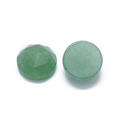 Green Aventurine Natural Gemstone Cabochons, Faceted, Flat Round, 7.5x3.5~4mm