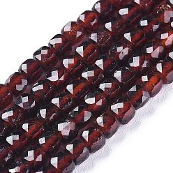 Garnet Natural Garnet Beads Strands, Faceted, Cube, 4~4.5x4.5~5x4.5~5mm, Hole: 0.7mm, about 97pcs/strand, 15.35 inch(39cm)