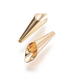 Real 18K Gold Plated Brass Bead Cone, Nickel Free, Real 18K Gold Plated, 15x5mm, Hole: 0.8mm, 4mm inner diameter