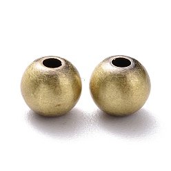 Brushed Antique Bronze Rack Plating Brass Spacer Beads, Lead Free & Cadmium Free, Round, Brushed Antique Bronze, 5mm, Hole: 0.5mm