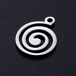 Stainless Steel Color 201 Stainless Steel Filigree Charms, Vortex, Stainless Steel Color, 15x11.5x1mm, Hole: 1.5mm