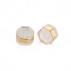 Golden Silicone Ear Nuts, Earring Backs, with Brass Findings, Hexagon, Cadmium Free & Nickel Free & Lead Free, Golden, 6x7x4.5mm, Hole: 0.7mm