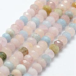 Morganite Natural Morganite Bead Strands, Rondelle, Faceted, 5.5~6x3.5~4mm, Hole: 1mm, about 108pcs/strand, 15.3 inch(39cm)