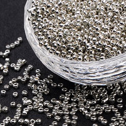 Silver 12/0 Glass Seed Beads, Dyed Colours, Silver, 2mm, about 30000pcs/pound
