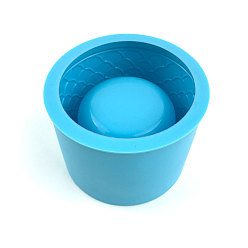 Deep Sky Blue Round Flowerpot DIY Silicone Molds, Resin Plaster Cement Casting Molds, Deep Sky Blue, 110x81mm