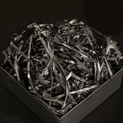 Negro Relleno de trituración de papel de corte arrugado de rafia, con polvo del brillo, para envolver regalos y llenar canastas de pascua, negro, 3 mm, 10 g / bolsa