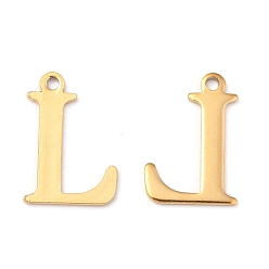 Letter L Ion Plating(IP) 304 Stainless Steel Alphabet Charms, Golden, Letter.L, 12x8x1mm, Hole: 1mm