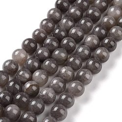 Gray Natural Mashan Jade Round Beads Strands, Dyed, Gray, 8mm, Hole: 1mm, about 51pcs/strand, 15.7 inch