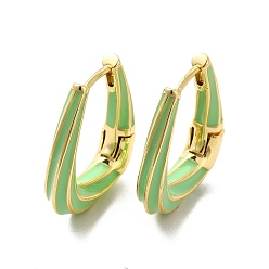 Light Green Enamel Teardrop Hoop Earrings, Golden Brass Jewelry for Women, Light Green, 24x21.5x5.5mm, Pin: 1mm
