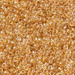 (RR234) Sparkling Metallic Gold Lined Crystal Миюки круглые бусины рокайль, японский бисер, (rr 234) сверкающий кристалл с металлическим покрытием из золота, 15/0, 1.5 мм, Отверстие : 0.7 мм , около 27777 шт / 50 г