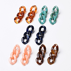 Mixed Color Acrylic Curb Chain Ear Studs, with 304 Stainless Steel Findings, Mixed Color, 65mm, Pin: 0.7mm