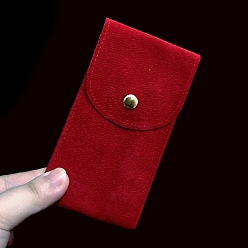 Roja Bolsa de almacenamiento de reloj de terciopelo rectangular, caja de reloj portátil color morandi, paquete individual de bolsa de joyería de terciopelo, rojo, 13x7 cm