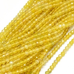 Yellow Agate Natural Yellow Agate Beads Strands, Faceted, Round, 2.5~3mm, Hole: 0.6mm, about 142pcs/strand, 15.3 inch(39cm)