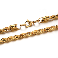 Oro 304 collares de cadena de la cuerda de acero inoxidable, con cierre de langosta, dorado, 23.6 pulgada (60 cm), 5 mm
