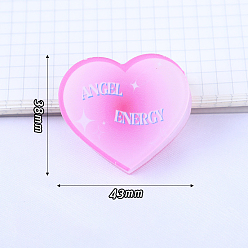 Hot Pink Acrylic Binder Paper Clips, Card Assistant Clips, Heart with Word Angel Energy, Hot Pink, 38x43mm
