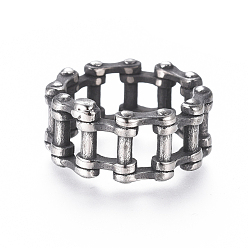 Античное Серебро 304 широкие кольца из нержавеющей стали в стиле стимпанк, форма велосипедной цепи, античное серебро, Размер 12, 22 мм