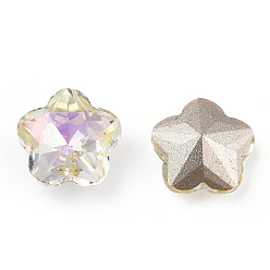 Junquillo K 9 cabujones de diamantes de imitación de cristal, puntiagudo espalda y dorso plateado, facetados, flor del ciruelo, junquillo, 8x8x4 mm