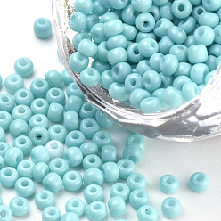 Sky Blue Baking Paint Glass Seed Beads, Round, Sky Blue, 3x1.5~3mm, Hole: 1mm, about 10000pcs/bag, about 450g/bag