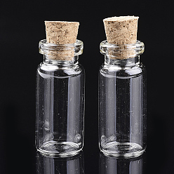 Clair Bouteilles de verre bocal en verre perlent conteneurs, avec bouchon en liège, souhaitant bouteille, clair, 30x13mm, trou: 7 mm, capacité: 4 ml (0.13 fl. oz)