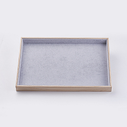 Gris Clair Collier bois affiche, recouvert de velours, cuboïde, gris clair, 35x24x3.1 cm