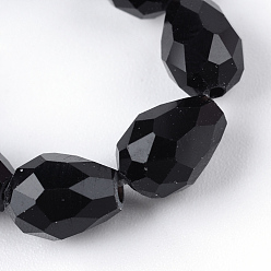 Noir Perles en verre transparentes , larme à facettes, noir, 8x6mm, Trou: 1mm, Environ 65 pcs/chapelet, 17.99 pouce (45.7 cm)