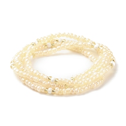 Pale Goldenrod Summer Jewelry Waist Bead, Glass Seed Beaded Body Chain, Bikini Jewelry for Woman Girl, Pale Goldenrod, 31.5 inch(80cm)