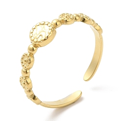 Chapado en Oro Real de 14K 304 anillo de puño abierto redondo plano de acero inoxidable para mujer, real 14 k chapado en oro, tamaño de EE. UU. 7 1/4 (17.5 mm)
